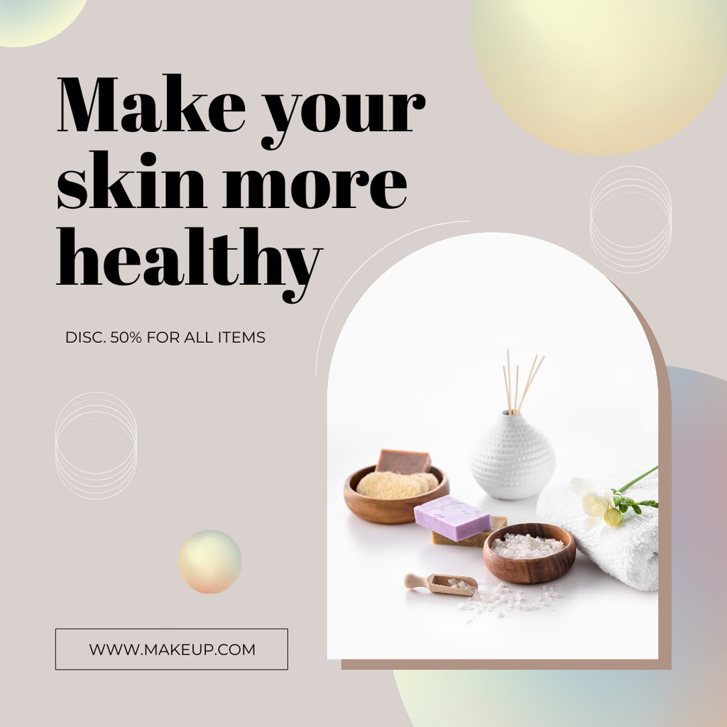 Offer Discount on All Items of Skin Care Cosmetics Instagram Design Template