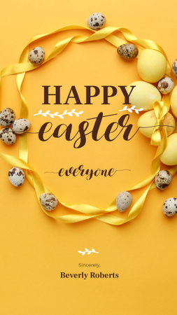 Colored Easter eggs on yellow Instagram Story Design Template