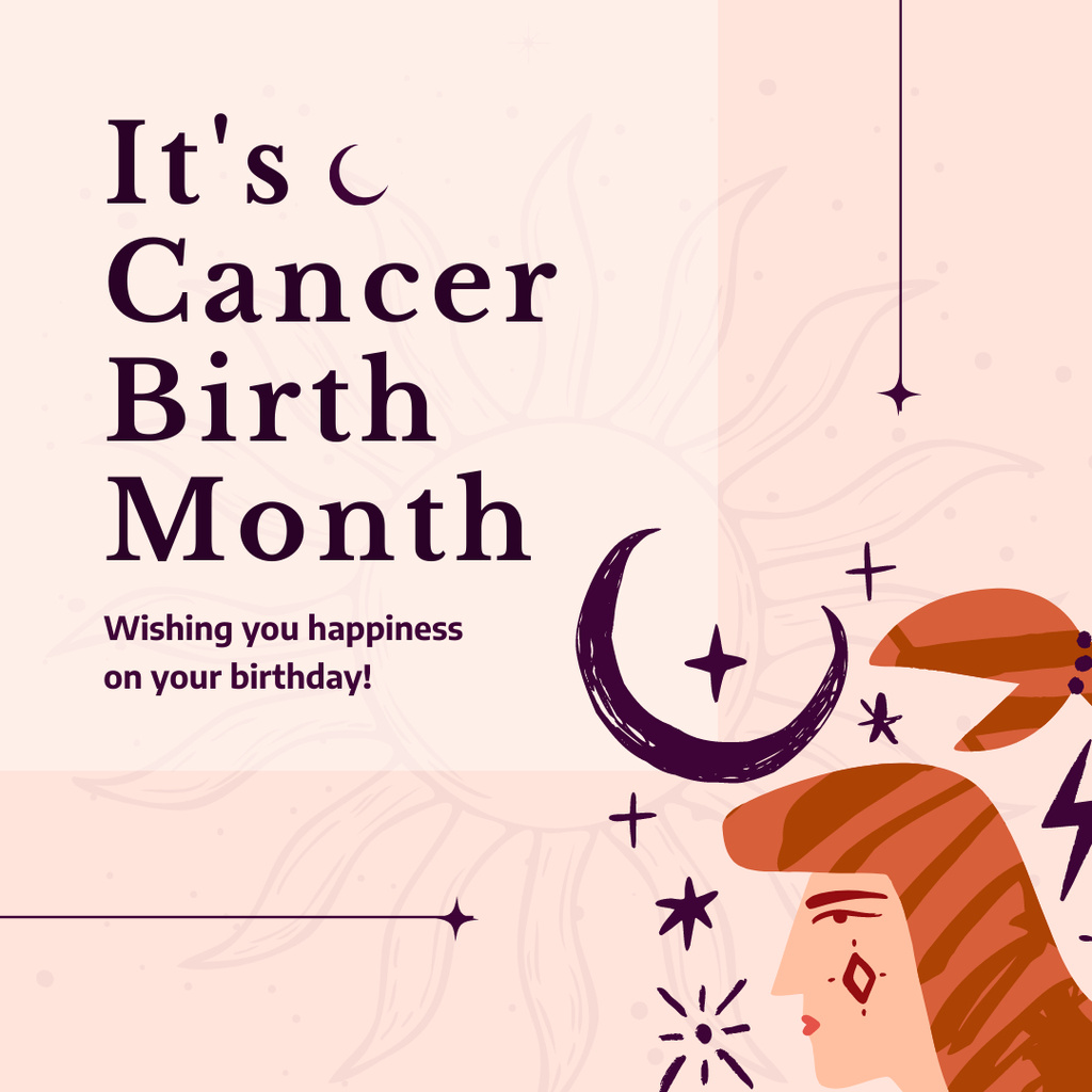 Plantilla de diseño de Cancer Birth Month Greeting Instagram 