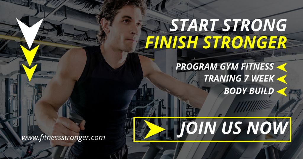Fitness Training in Gym Offer Facebook AD Πρότυπο σχεδίασης