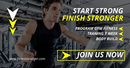 Fitness Training in Gym Offer Facebook AD Design Template