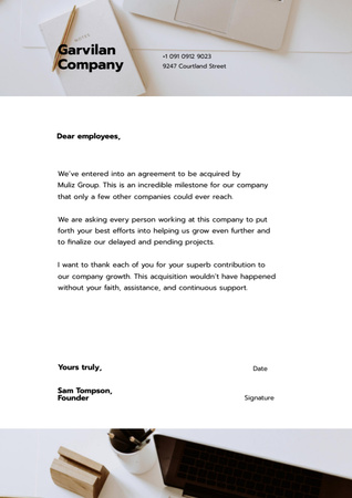 Modèle de visuel Companies Collaboration Announcement - Letterhead
