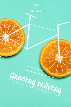 Grocery Delivery Services Ad with Orange Slices Postcard 4x6in Vertical Πρότυπο σχεδίασης