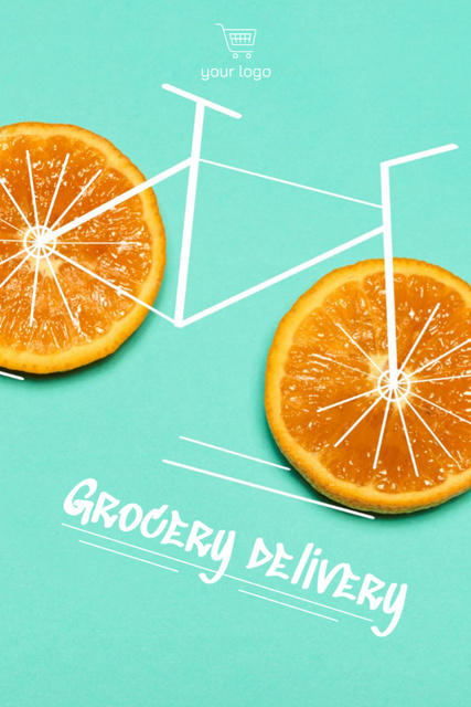 Grocery Delivery Services Ad with Orange Slices Postcard 4x6in Vertical Tasarım Şablonu
