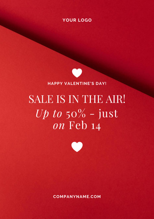 Sale Announcement on Valentine's Day Postcard A5 Vertical Design Template