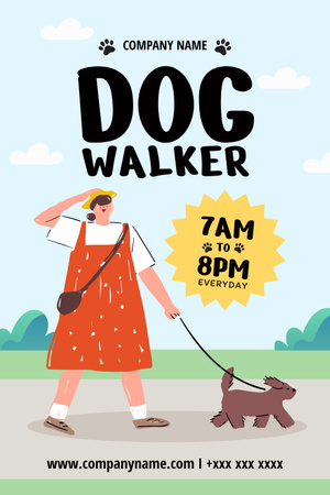 Dog Walker Service Promotion Pinterest Πρότυπο σχεδίασης
