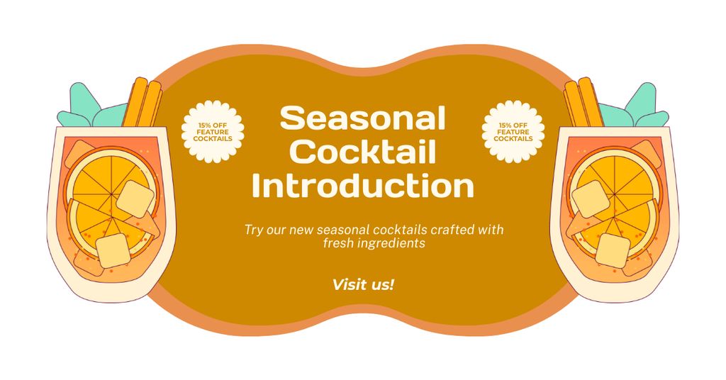 Reduced Price for Seasonal Cocktail from Fresh Ingredients Facebook AD Design Template