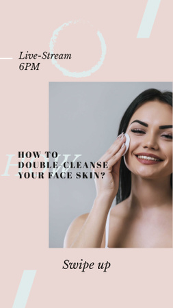 Woman cleaning Face from makeup Instagram Story Design Template