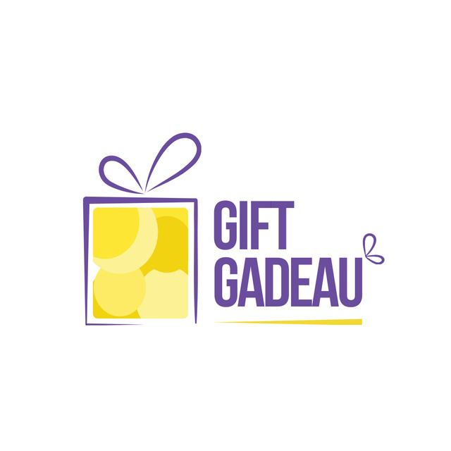 Gift Box with Bow in Yellow Logo 1080x1080pxデザインテンプレート