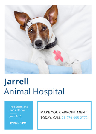 Plantilla de diseño de Animal Hospital Offer with Cute Injured Dog Invitation 