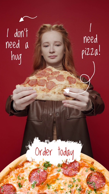Yummy Pizza Offer In Pizzeria And Happy Customer TikTok Video – шаблон для дизайна