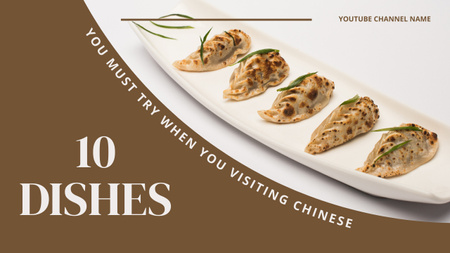 Plantilla de diseño de Lista de comidas chinas en beige Youtube Thumbnail 