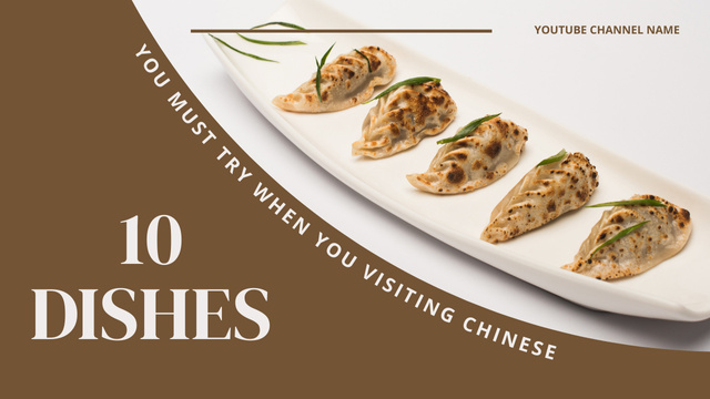 List of Chinese Foods on Beige Youtube Thumbnail Design Template