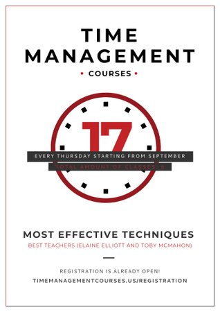 Time management courses Poster B2 Design Template
