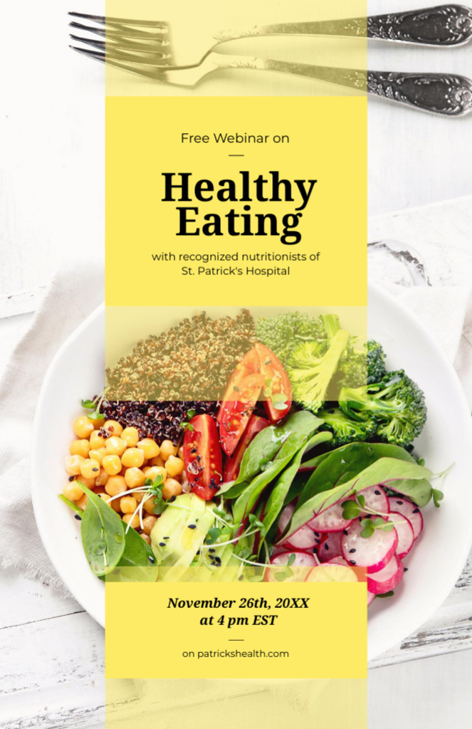 Healthy Diet Webinar With Vegetables on Plate Invitation 5.5x8.5in tervezősablon