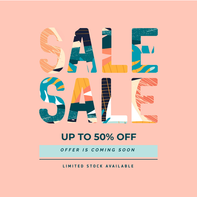 Sale announcement in Bright colors Instagramデザインテンプレート