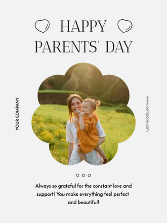 Vanhempienpäivän juhla söpön äidin ja tyttären kanssa Poster US Design Template