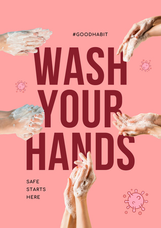 Ontwerpsjabloon van Poster van Hands in soap surrounding big text