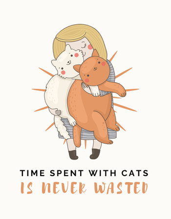 Cats Lover Illustration T-Shirt Design Template