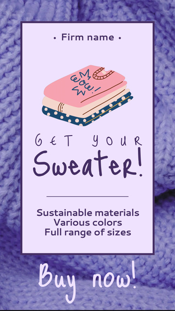 Designvorlage Warm Sweater Promotion With Illustration für Instagram Video Story