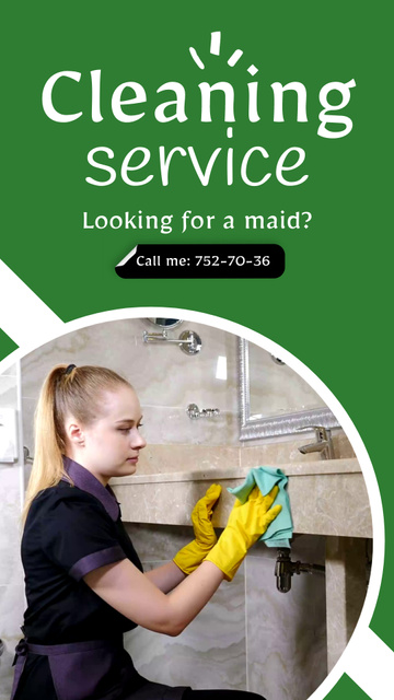 Professional Maid Cleaning Service Offer Instagram Video Story Design Template