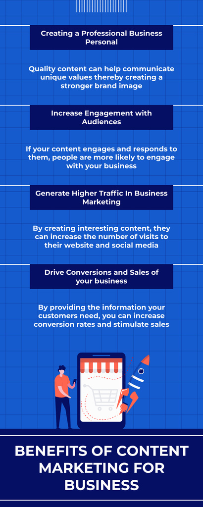 Modèle de visuel Detailed Benefits Of Content Marketing For Business - Infographic