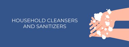 Modèle de visuel Annonce de nettoyants avec lavage des mains - Facebook cover