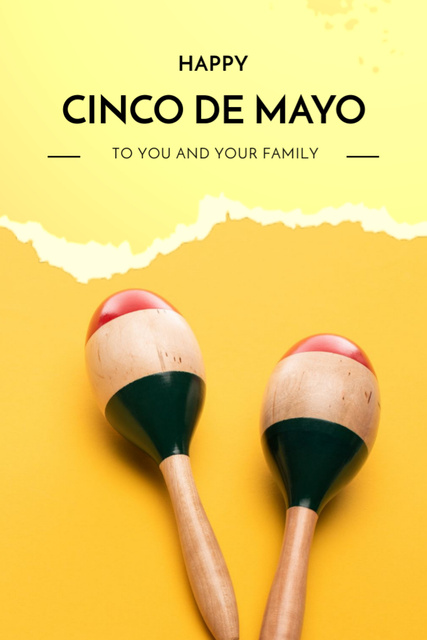 Exuberant Cinco de Mayo Family Congrats With Maracas Postcard 4x6in Vertical Design Template