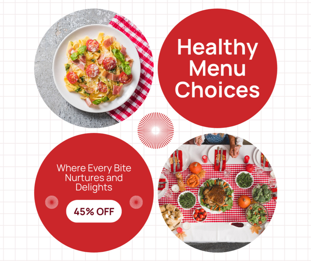 Designvorlage Ad of Healthy Menu Choices in Fast Casual Restaurant für Facebook