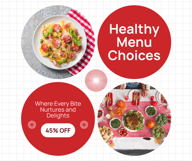 Ad of Healthy Menu Choices in Fast Casual Restaurant Facebook Πρότυπο σχεδίασης