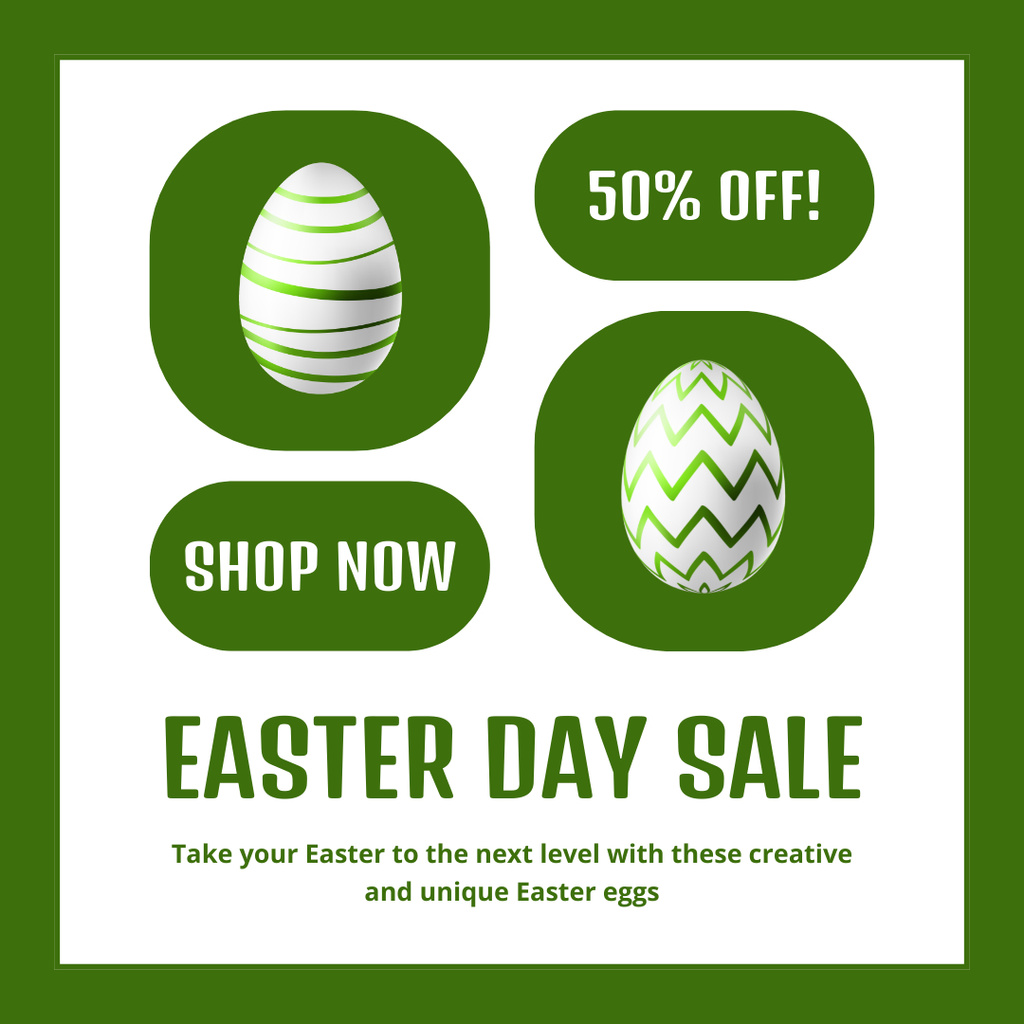 Easter Day Sale Announcement with Big Discount Instagram ADデザインテンプレート