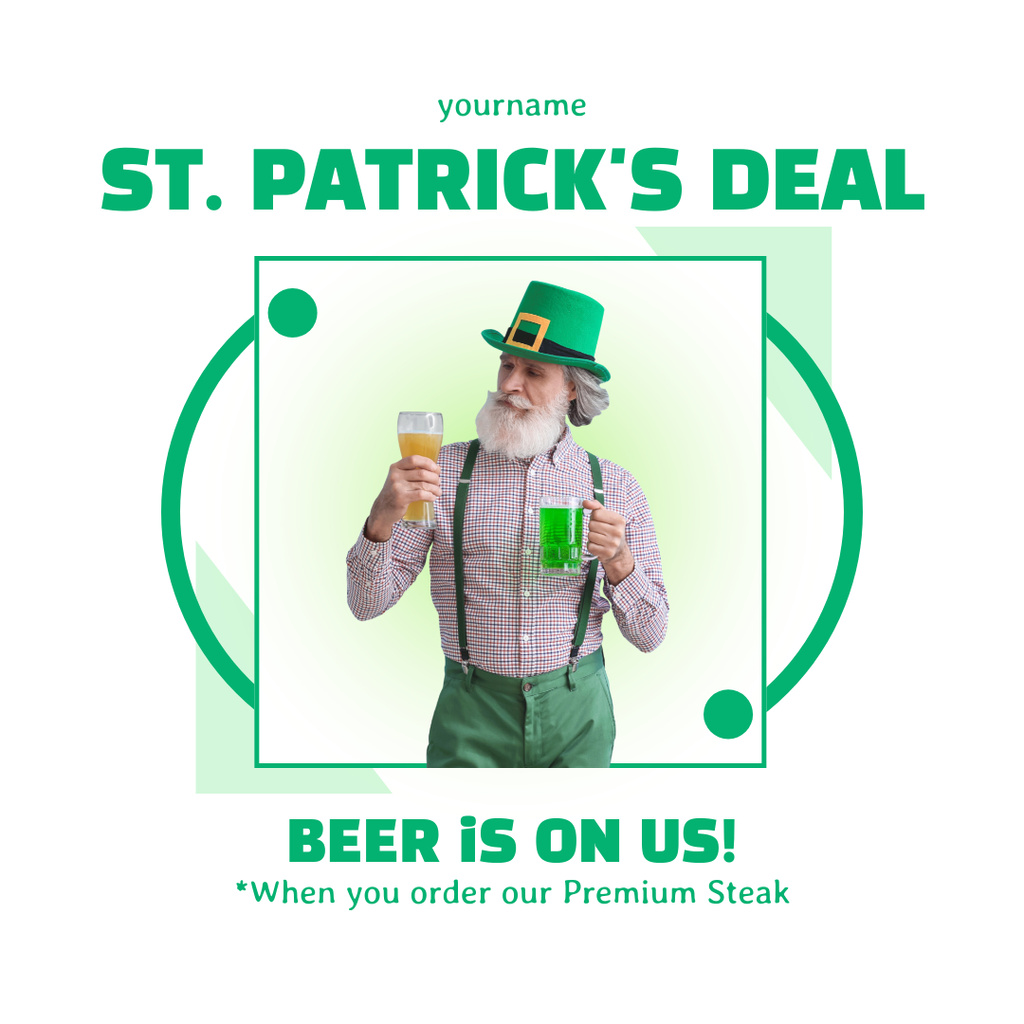 Ontwerpsjabloon van Instagram van St. Patrick's Day Beer Sale