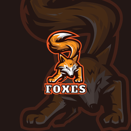Sport Club Emblem with Wild Fox Logo Design Template