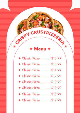 Ontwerpsjabloon van Menu van Aanbieding klassieke pizzaprijs