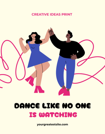 Phrase about Dancing with Cute Couple Poster 22x28in Design Template