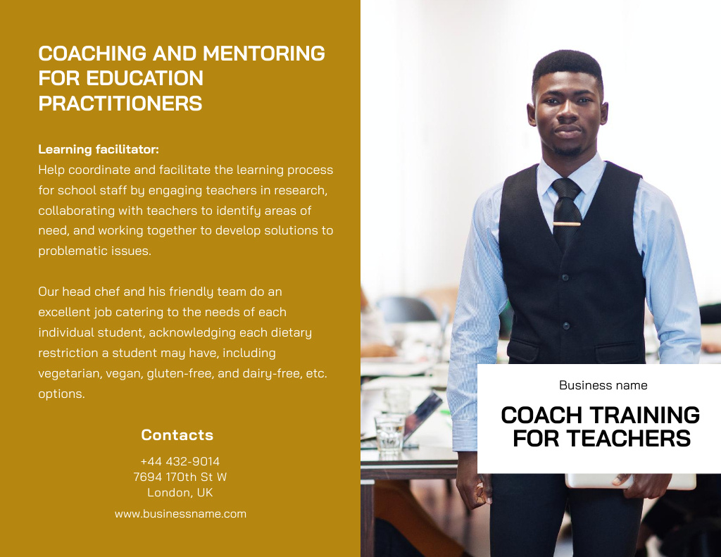 Coach Training for Teachers Announcement Brochure 8.5x11in Bi-fold – шаблон для дизайну