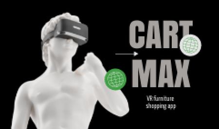 Statue in Virtual Reality Glasses Business card Tasarım Şablonu