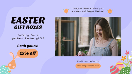 Designvorlage Geschenkboxen für Ostern mit Rabatt für Full HD video