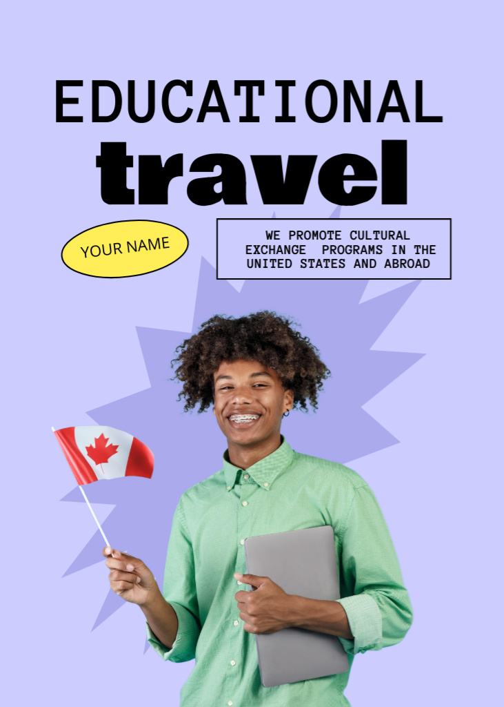 Educational Tours Ad with African American Boy Flayer tervezősablon