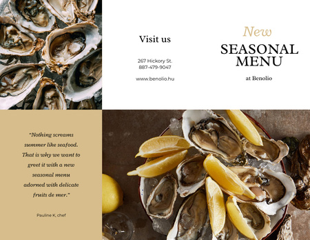 New Seasonal Menu with Seafood Brochure 8.5x11in Design Template