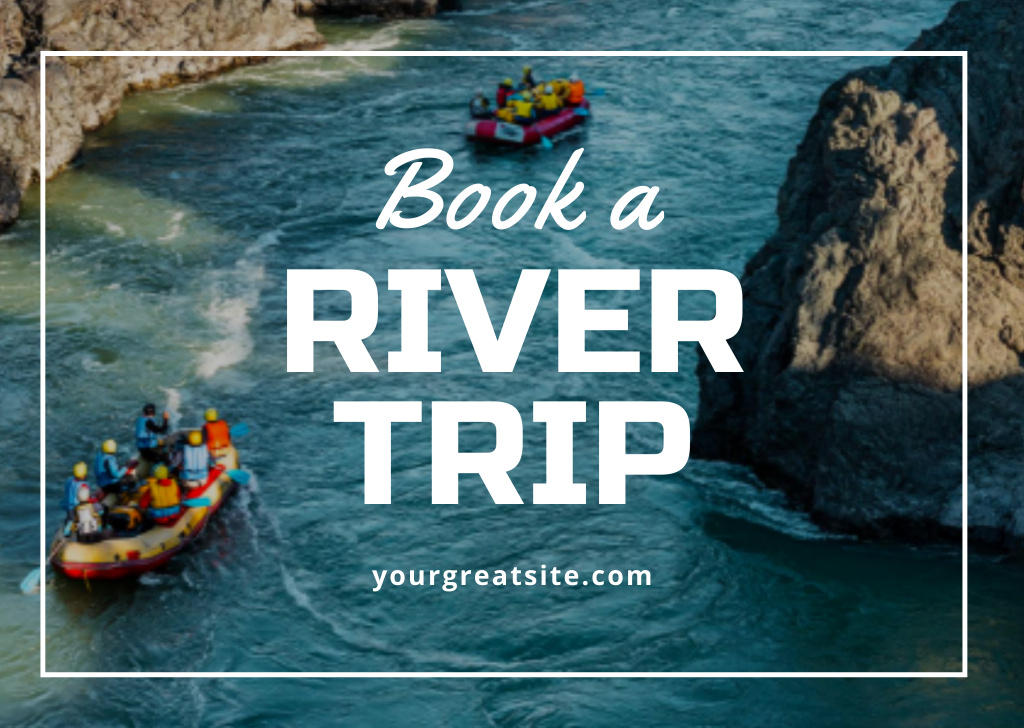 Ontwerpsjabloon van Postcard van Rafting on Mountain River
