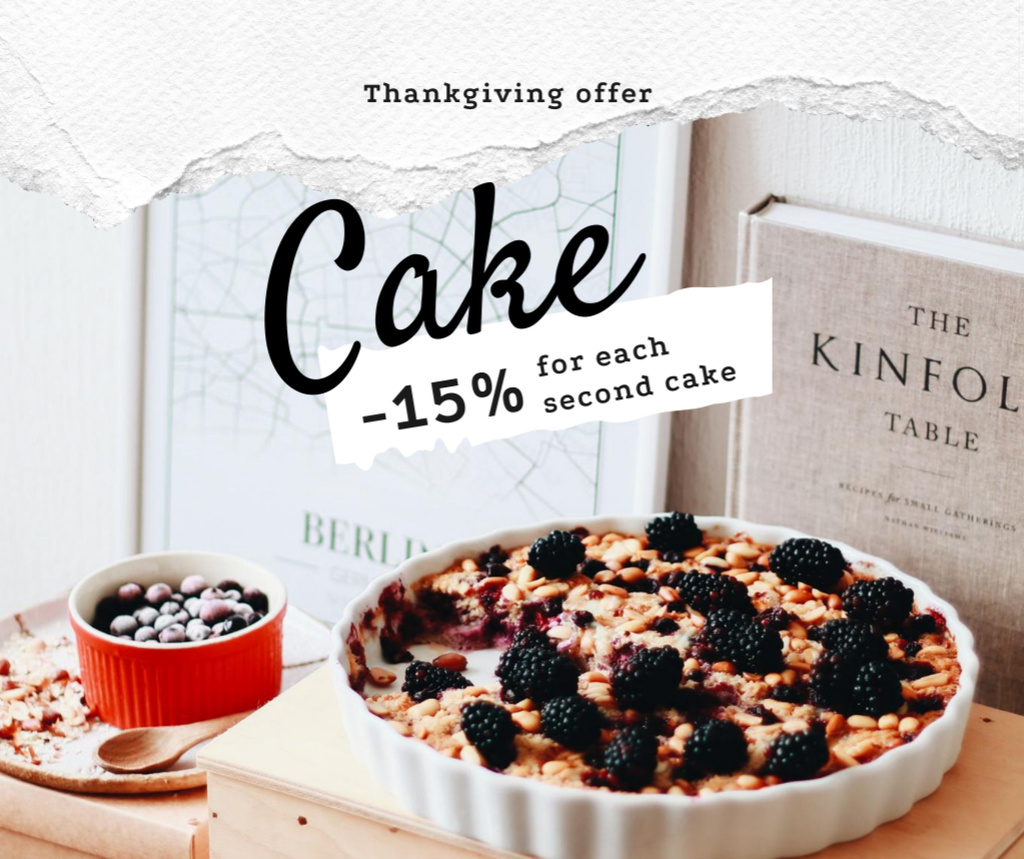 Thanksgiving Festive Cakes Sale Offer Facebookデザインテンプレート