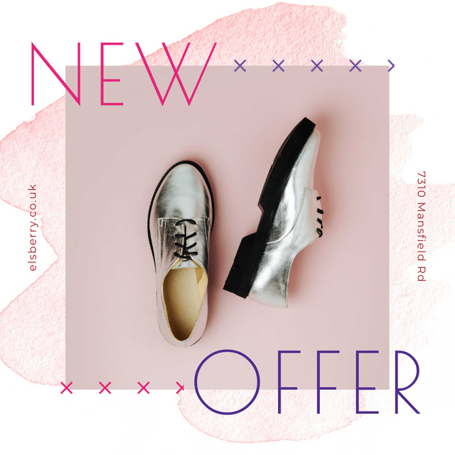 Designvorlage Shoes Store Promotion with Silver Derby für Instagram