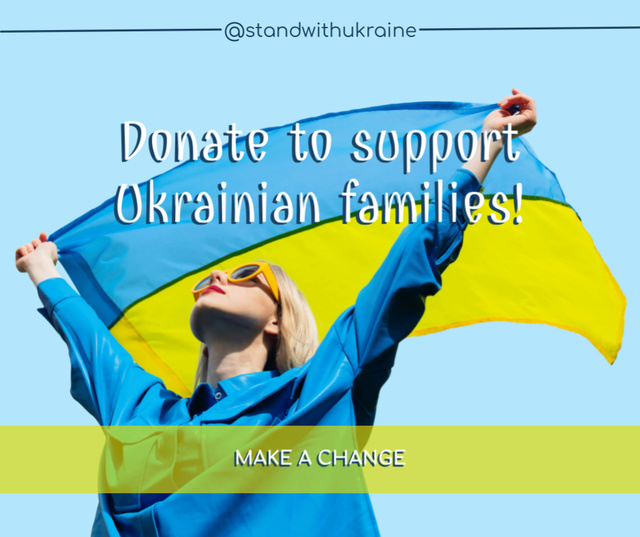 Volunteer Support for Ukrainian Families Facebook Modelo de Design