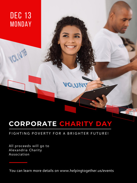 Awesome Corporate Charity Day Announcement with Team of Volunteers Poster 36x48in Šablona návrhu