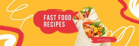 Fast Food Recipes Ad with Shawarma Twitter Modelo de Design