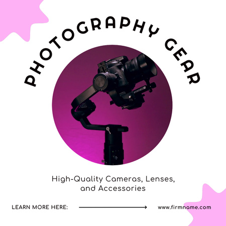 Professional Photography Equipment And Cameras Offer Animated Postデザインテンプレート