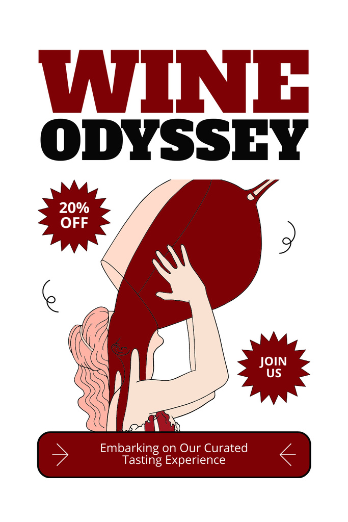 Announcement about Wine Odyssey with Discount Pinterestデザインテンプレート