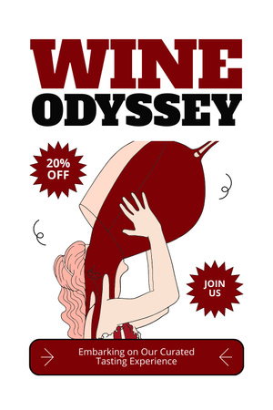 Announcement about Wine Odyssey with Discount Pinterest Design Template