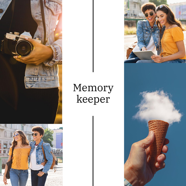 Memories Book with Stylish Teenagers Photo Book Tasarım Şablonu